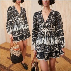 NEW NWT Ulla Johnson Nina Long Sleeve Mini Dress in Rainforest